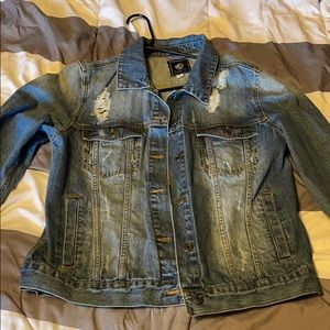 Distressed jean jacket